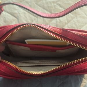 Michael Kors Red Leather Crossbody with Gold Hardware
